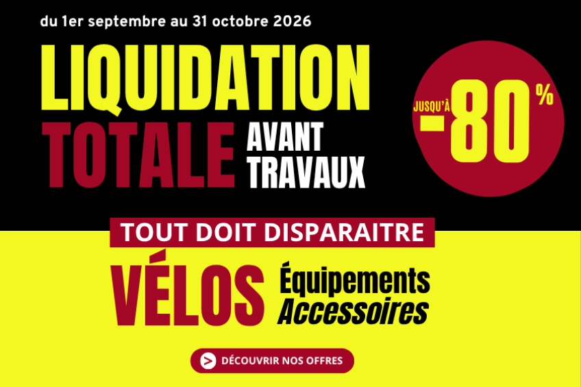 Liquidation totale avant travaux magasin vélo Mondovélo Lattes